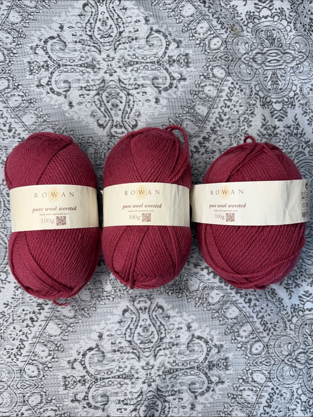 Rowan Pure Wool Worsted Yarn - Deep Berry (3 Balls)